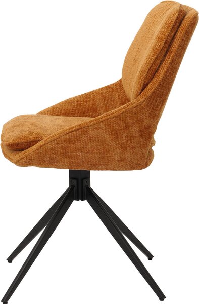 Sada 6 jídelních židlí HWC-N73, kuchyňská židle, otočná, látka/textil šenil (490 g/m²) Oeko-Tex okrově žlutá