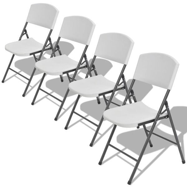 Skládací zahradní židle 4 ks ocel a HDPE bílé