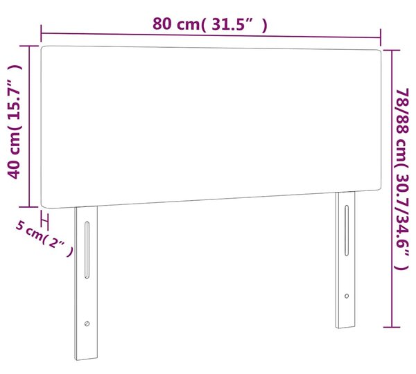 Čelo postele s LED černé 80 x 5 x 78/88 cm samet 3121364