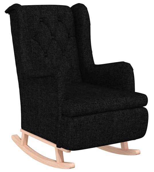 Houpací křeslo se stoličkou černé textil 3121274