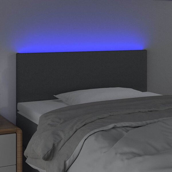 Čelo postele s LED tmavě šedé 80 x 5 x 78/88 cm textil 3121307