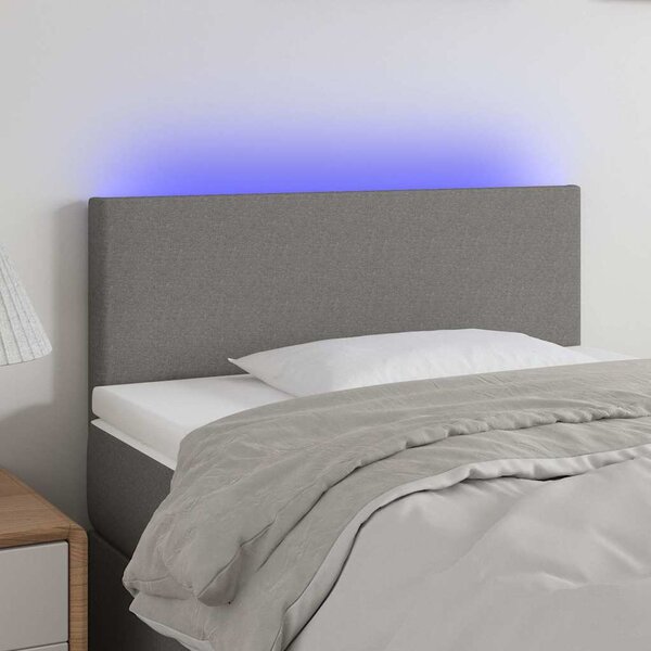 Čelo postele s LED tmavě šedé 80 x 5 x 78/88 cm textil 3121307