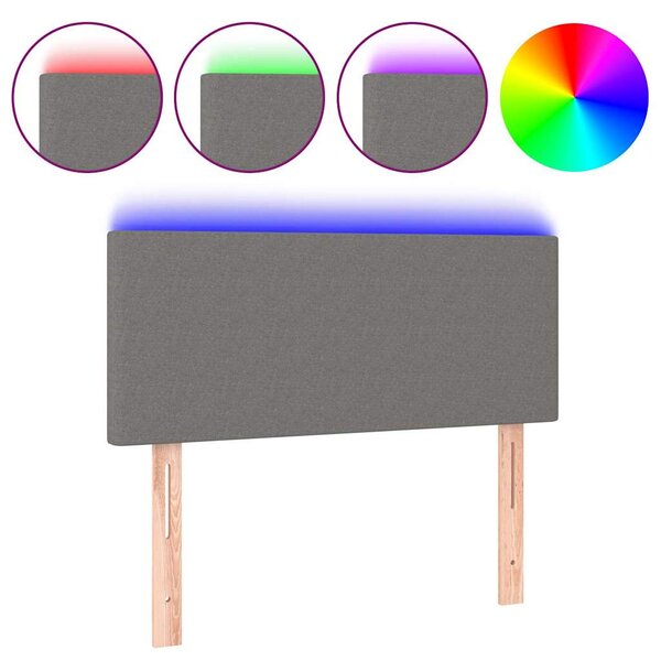 Čelo postele s LED tmavě šedé 80 x 5 x 78/88 cm textil 3121307