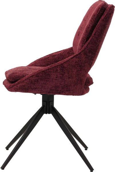 Sada 2 jídelních židlí HWC-N73, kuchyňská židle, otočná s automatickým návratem, látka/textil šenil (490 g/m²) Oeko-Tex bordeaux