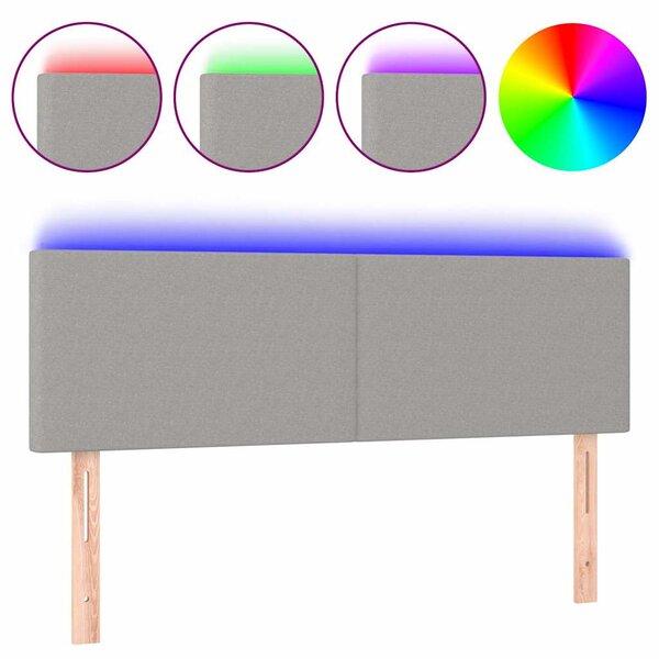 Čelo postele s LED světle šedé 144 x 5 x 78/88 cm textil 3121330