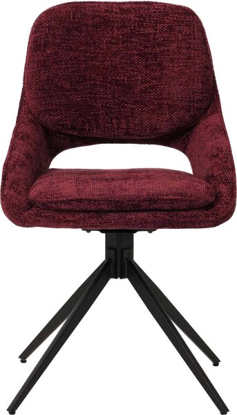 Sada 2 jídelních židlí HWC-N73, kuchyňská židle, otočná s automatickým návratem, látka/textil šenil (490 g/m²) Oeko-Tex bordeaux