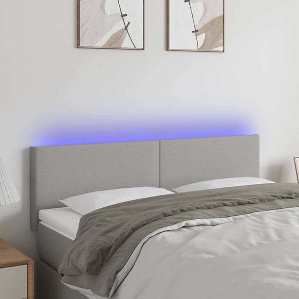 Čelo postele s LED světle šedé 144 x 5 x 78/88 cm textil 3121330