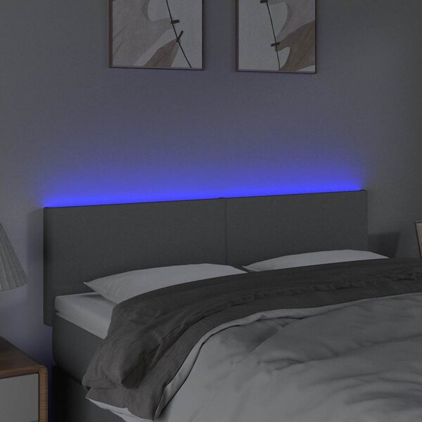 Čelo postele s LED světle šedé 144 x 5 x 78/88 cm textil 3121330