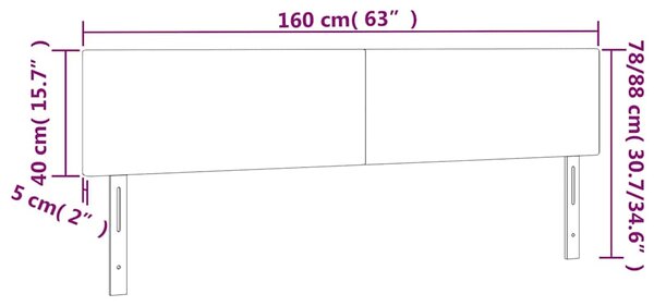 Čelo postele s LED růžové 160x5x78/88 cm samet 3121391