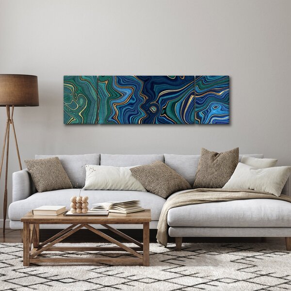 Obraz - Zeleno-modrý mramor (170x50 cm)