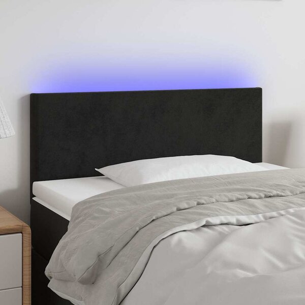 Čelo postele s LED černé 80 x 5 x 78/88 cm samet 3121364