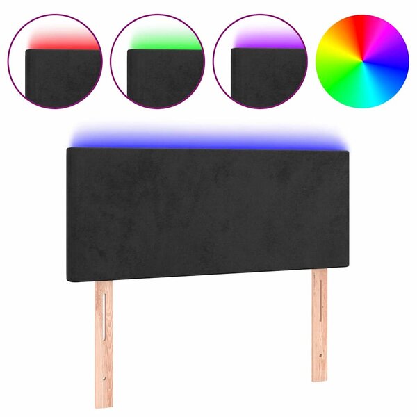 Čelo postele s LED černé 80 x 5 x 78/88 cm samet 3121364