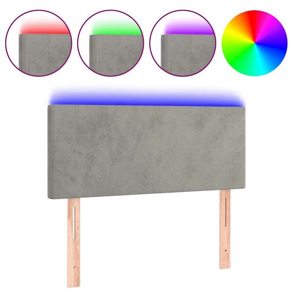 Čelo postele s LED světle šedé 80 x 5 x 78/88 cm samet 3121362