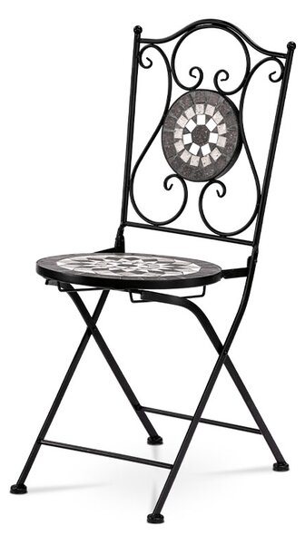 Zahradní židle US1007 keramická mozaika, kov černý matný lak, sezónní VÝPRODEJ