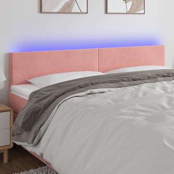 Čelo postele s LED růžové 160x5x78/88 cm samet 3121391