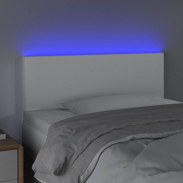 Čelo postele s LED bílé 80 x 5 x 78/88 cm umělá kůže 3121405