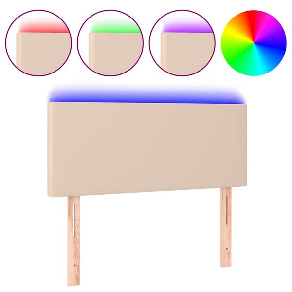 Čelo postele s LED cappuccino 80 x 5 x 78/88 cm umělá kůže 3121409