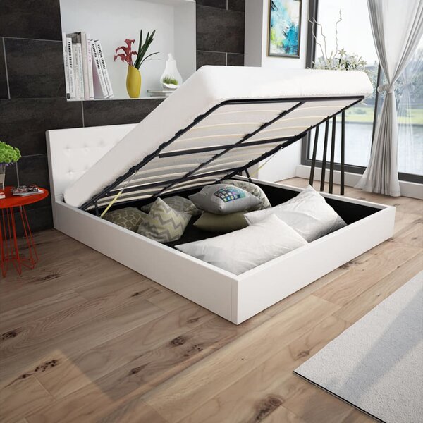 Postel s matrací a úložným prostorem umělá kůže 160 x 200 cm