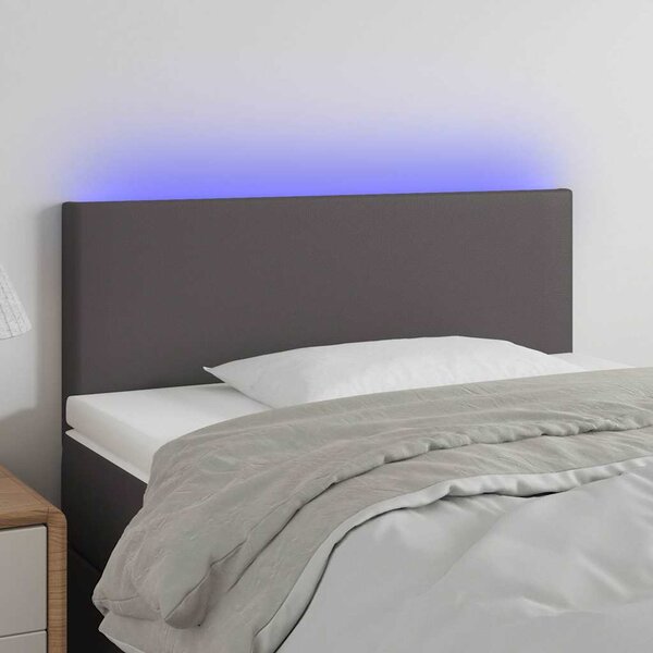 Čelo postele s LED šedé 80 x 5 x 78/88 cm umělá kůže 3121408