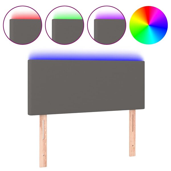 Čelo postele s LED šedé 80 x 5 x 78/88 cm umělá kůže 3121408