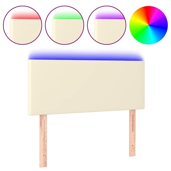 Čelo postele s LED krémové 100x5x78/88 cm umělá kůže 3121418
