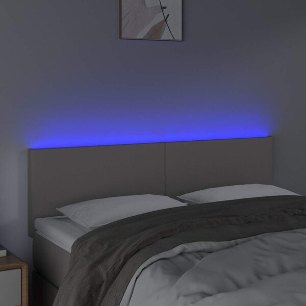 Čelo postele s LED šedé 144x5x78/88 cm umělá kůže 3121426