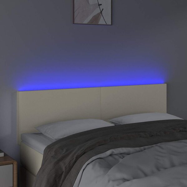 Čelo postele s LED krémové 144x5x78/88 cm umělá kůže 3121424