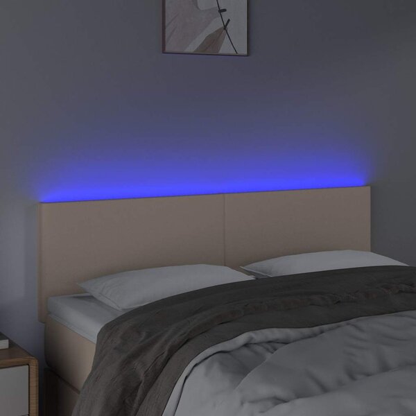 Čelo postele s LED cappuccino 144x5x78/88 cm umělá kůže 3121427