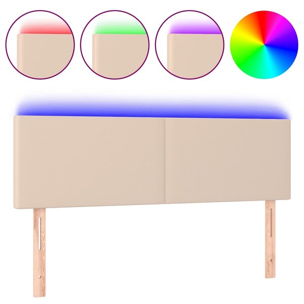 Čelo postele s LED cappuccino 144x5x78/88 cm umělá kůže 3121427
