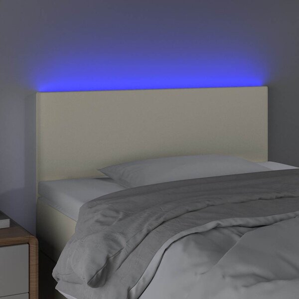 Čelo postele s LED krémové 100x5x78/88 cm umělá kůže 3121418