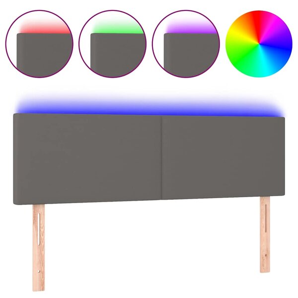 Čelo postele s LED šedé 144x5x78/88 cm umělá kůže 3121426