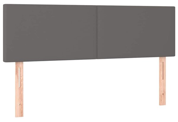Čelo postele s LED šedé 144x5x78/88 cm umělá kůže 3121426