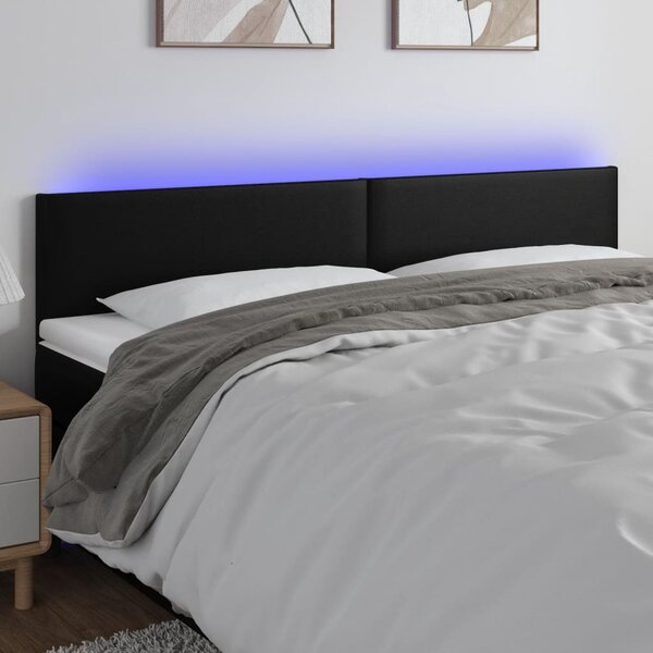 Čelo postele s LED černé 180x5x78/88 cm umělá kůže 3121434