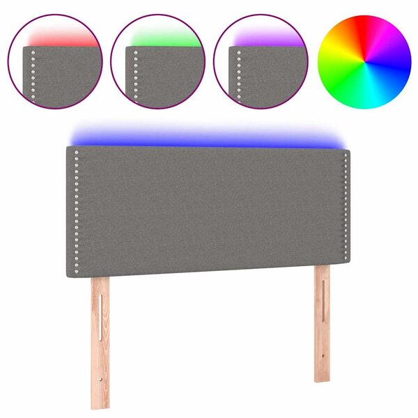 Čelo postele s LED tmavě šedé 80 x 5 x 78/88 cm textil 3121447