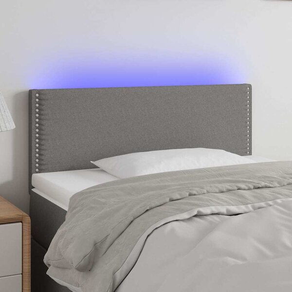 Čelo postele s LED tmavě šedé 80 x 5 x 78/88 cm textil 3121447
