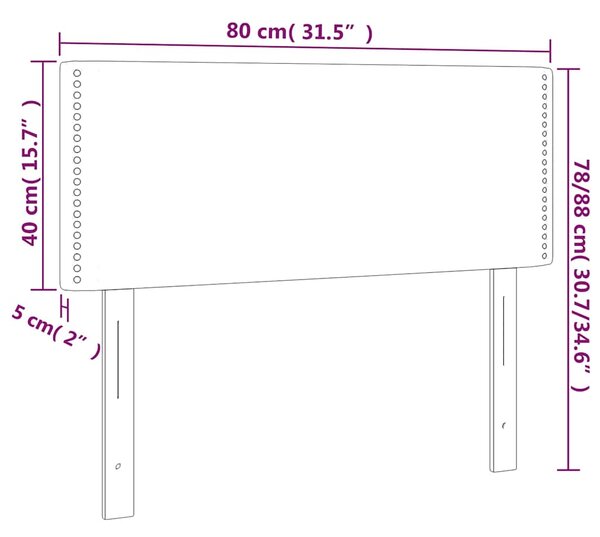 Čelo postele s LED tmavě šedé 80 x 5 x 78/88 cm textil 3121447