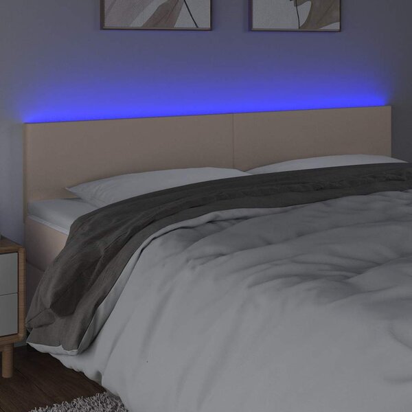 Čelo postele s LED cappuccino 180x5x78/88 cm umělá kůže 3121439