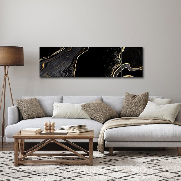 Obraz - Černo-zlatý mramor (170x50 cm)