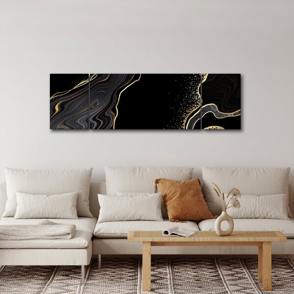 Obraz - Černo-zlatý mramor (170x50 cm)