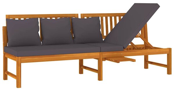 VidaxL Válenda s šedou poduškou 200 x 60 x 75 cm masivní akácie 312145
