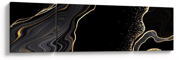 Obraz - Černo-zlatý mramor (170x50 cm)