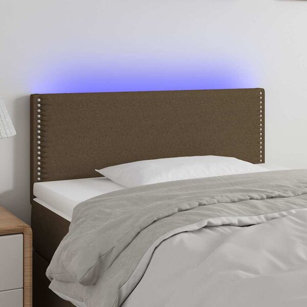 Čelo postele s LED tmavě hnědé 100x5x78/88 cm textil 3121465