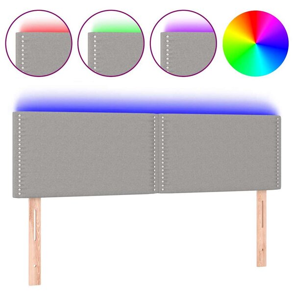 Čelo postele s LED světle šedé 144 x 5 x 78/88 cm textil 3121470