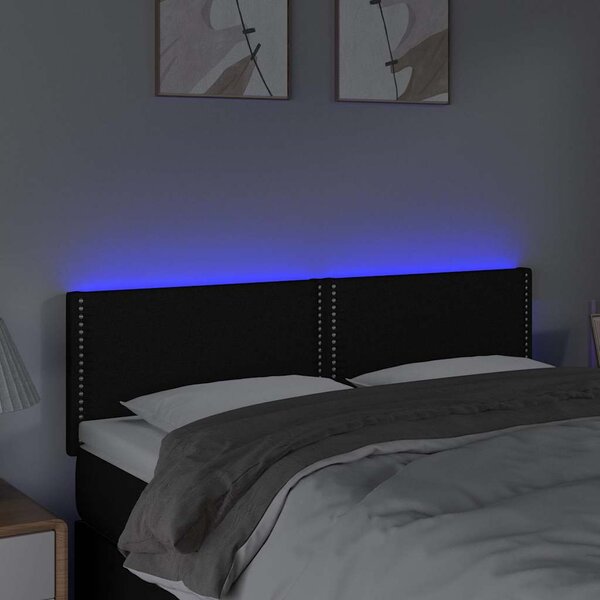 Čelo postele s LED černé 144x5x78/88 cm textil 3121472