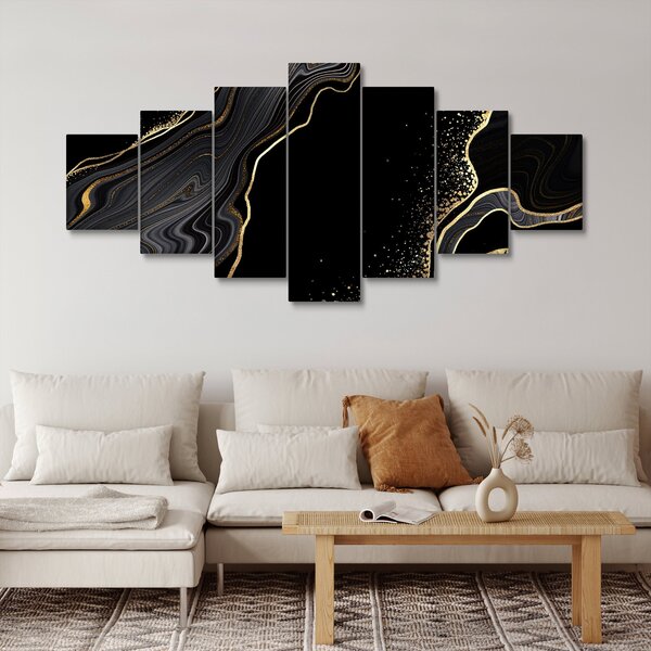 Obraz - Černo-zlatý mramor (210x100 cm)