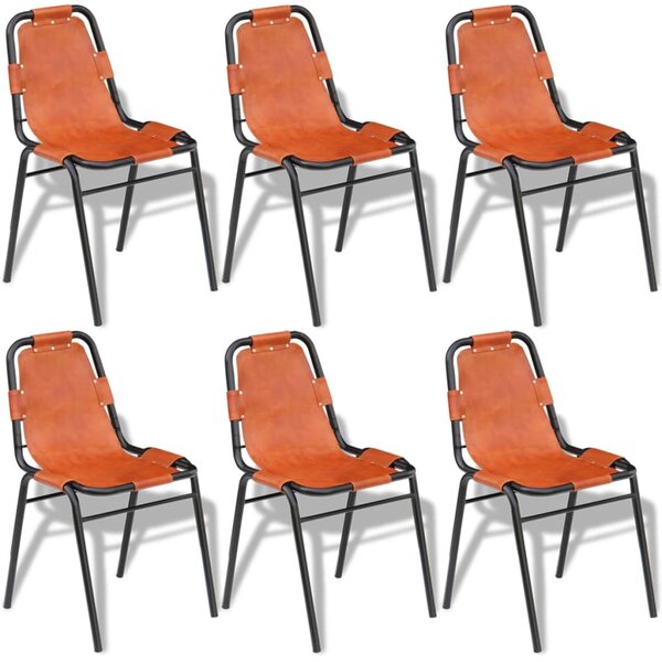 Jídelní židle 6 ks hnědé pravá kůže
