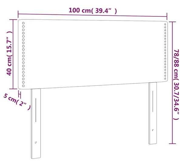 Čelo postele s LED tmavě hnědé 100x5x78/88 cm textil 3121465