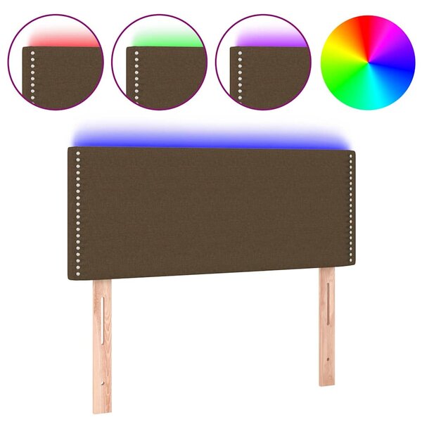 Čelo postele s LED tmavě hnědé 100x5x78/88 cm textil 3121465
