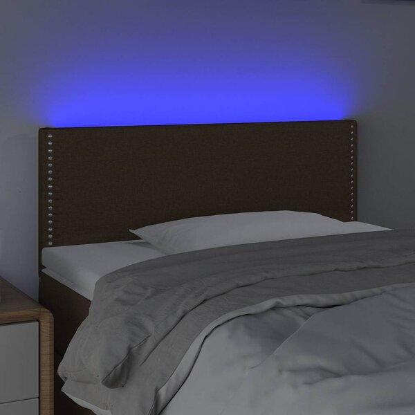 Čelo postele s LED tmavě hnědé 100x5x78/88 cm textil 3121465