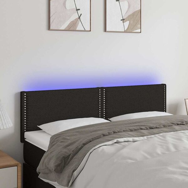 Čelo postele s LED černé 144x5x78/88 cm textil 3121472